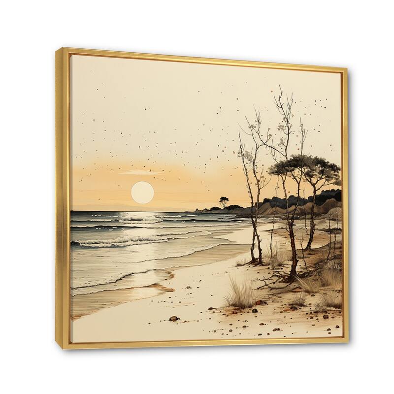 Designart "Vintage Beach Side Scenery I" Nautical & Beach Framed Wall